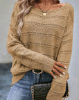 Boat Neck Dropped Shoulder Sweater