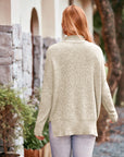 Mock Neck Rib-Knit Sweater