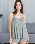 Lace Detail V-Neck Cami and Shorts Lounge Set