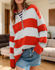 Color Block Half Zip Long Sleeve Sweater