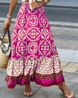 Geometric Elastic Waist Maxi Skirt