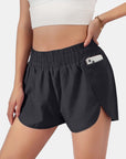 Dark Slate Gray Elastic Waist Active Shorts