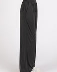 Mittoshop Stretch Banded Waist Wide Leg Pants with Pockets