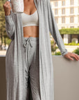 Rosy Brown Open Front Long Sleeve Cardigan and Pants Lounge Set