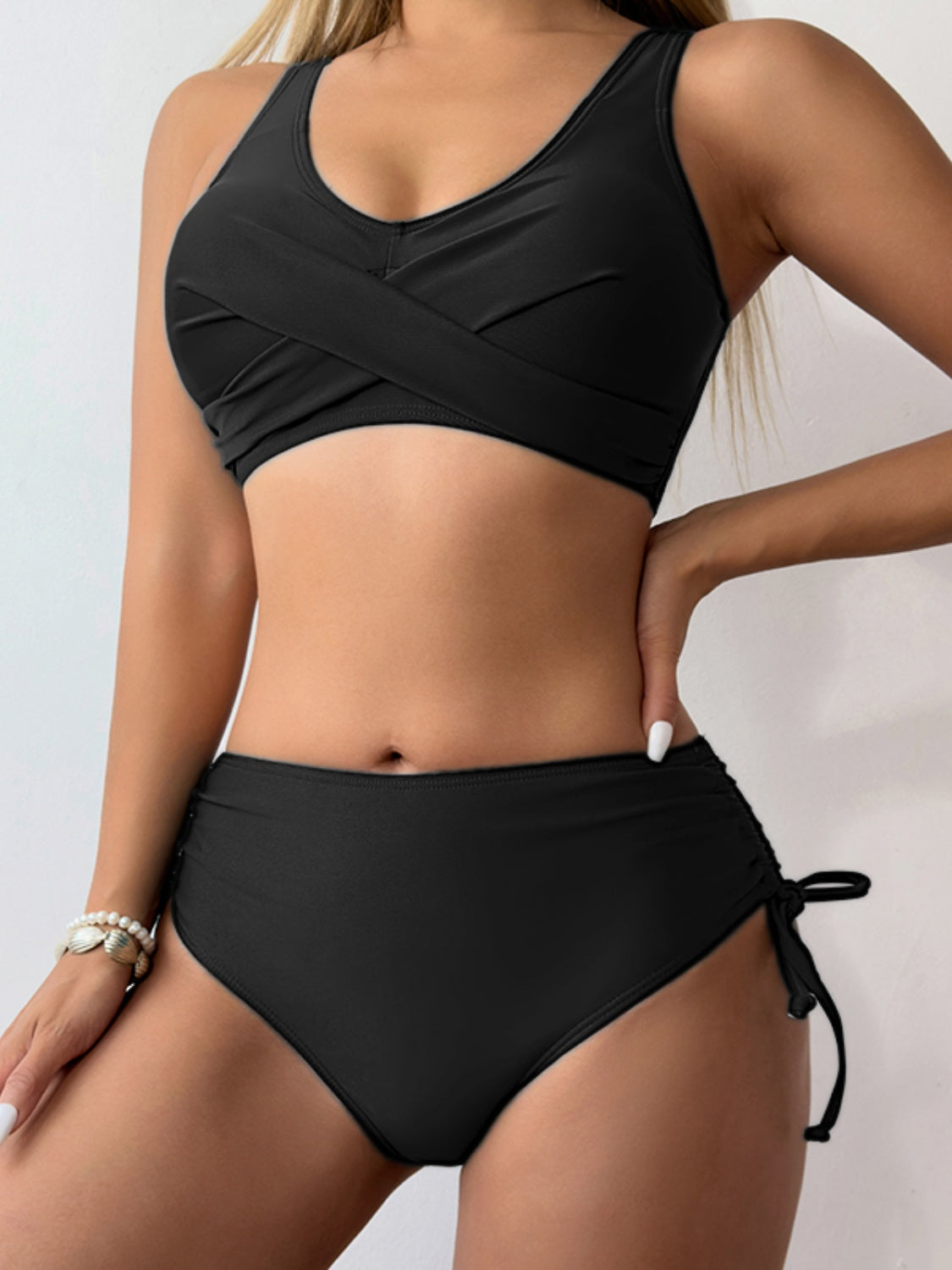 Rosy Brown Scoop Neck Wide Strap Bikini Set Sentient Beauty Fashions Swimwear
