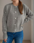 Heart Button Down Long Sleeve Cardigan