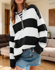 Color Block Half Zip Long Sleeve Sweater