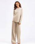 Basic Bae Rolled Round Neck Top and Pants Sweater Set