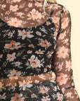 VERY J Floral Mock Neck Sheer Mesh Blouse