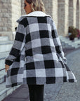 Plaid Open Front Coat with Pockets