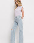 Light Gray Vervet by Flying Monkey 90'S Vintage Super High Rise Flare Jeans