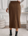 Perfee Slit Midi Skirt with Pockets