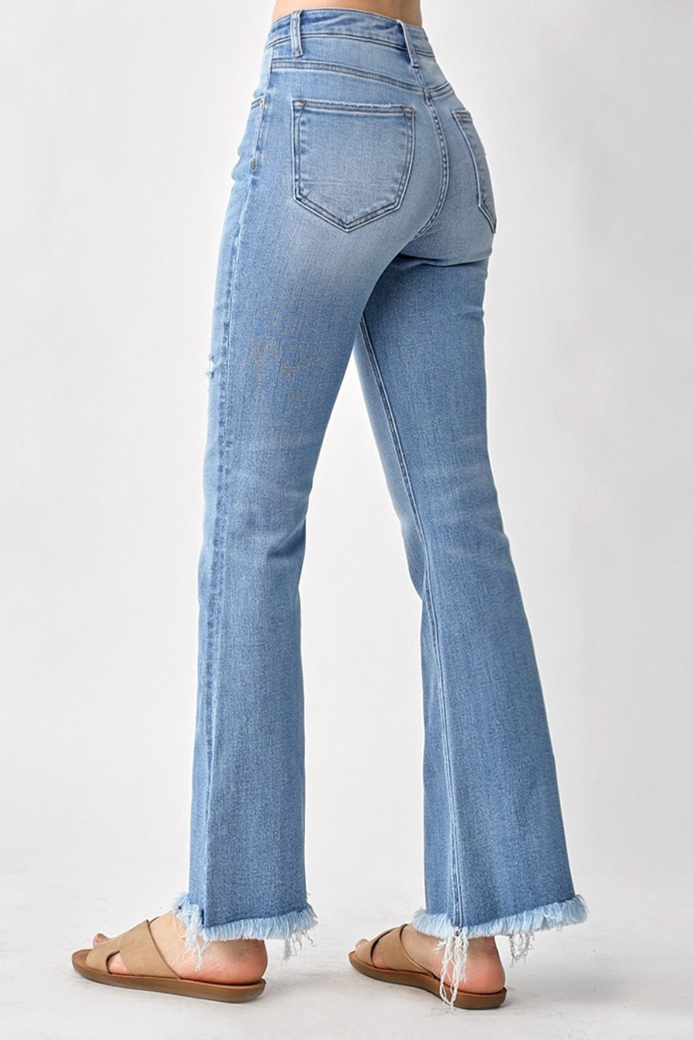 Lavender RISEN High Rise Frayed Hem Bootcut Jeans Sentient Beauty Fashions Apparel & Accessories