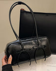 PU Leather Bow Trim Shoulder Bag