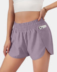 Rosy Brown Elastic Waist Active Shorts