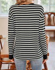 Lovelet Striped Round Neck Long Sleeve T-Shirt