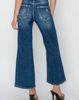 Risen Full Size High Rise Patch Detailed Wide Leg Crop Jeans