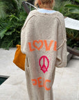 Letter Dropped Shoulder Long Sleeve Cardigan