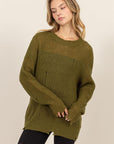 HYFVE Distressed Long Sleeve Knit Top