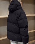 Pocketed Zip Up Hooded Puffer Jacket