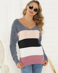 Shiny Color Block Long Sleeve Sweater