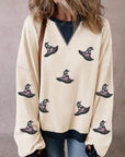 Sequin Hat Print Long Sleeve Sweatshirt