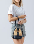 Light Gray Straw Braided Adjustable Strap Bucket Bag Sentient Beauty Fashions Apparel & Accessories
