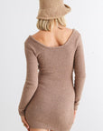 HERA COLLECTION Fluffy Bow Cut-Out Detail Long Sleeve Mini Dress