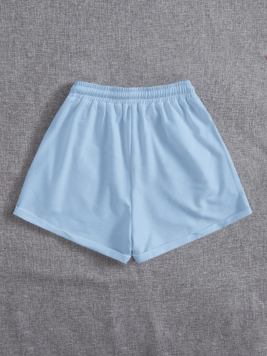 Light Slate Gray Drawstring Pocketed Elastic Waist Shorts Sentient Beauty Fashions Apparel &amp; Accessories