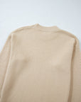 Slit Cuff Round Neck Long Sleeve Sweater