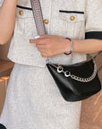 PU Leather Chain Trim Crossbody Bag