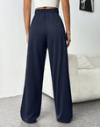 Drawstring Wide Leg Pants with Pockets