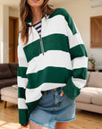 Color Block Half Zip Long Sleeve Sweater