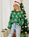 Reindeer Round Neck Long Sleeve Sweater