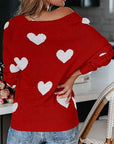 Heart Scoop Neck Long Sleeve Sweater