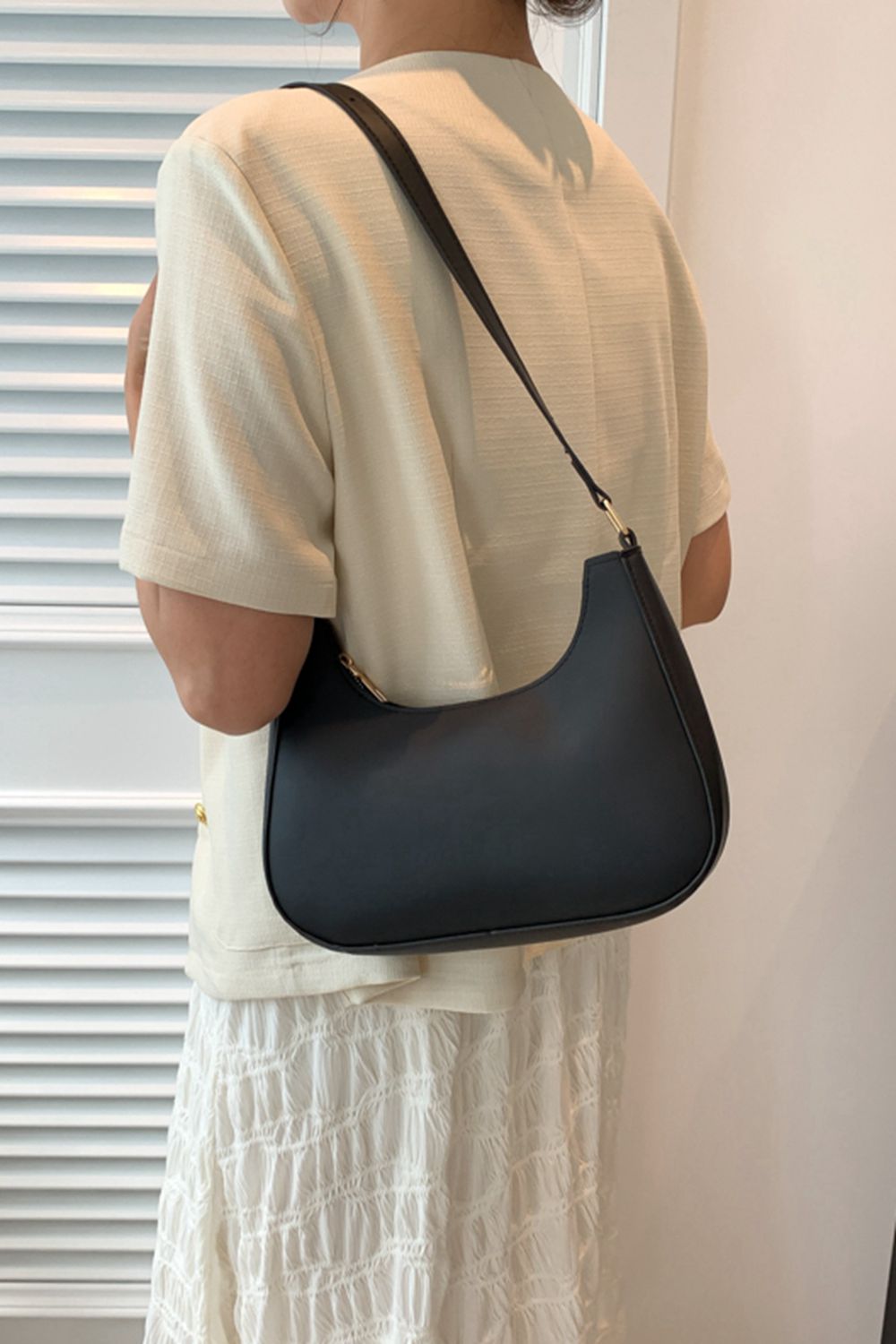 Dark Gray PU Leather Shoulder Bag Sentient Beauty Fashions Apaparel &amp; Accessories