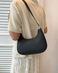 Dark Gray PU Leather Shoulder Bag Sentient Beauty Fashions Apaparel & Accessories
