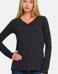 Zenana Full Size V-Neck Long Sleeve T-Shirt