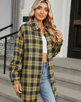 Plaid Collared Neck Long Sleeve Shirt