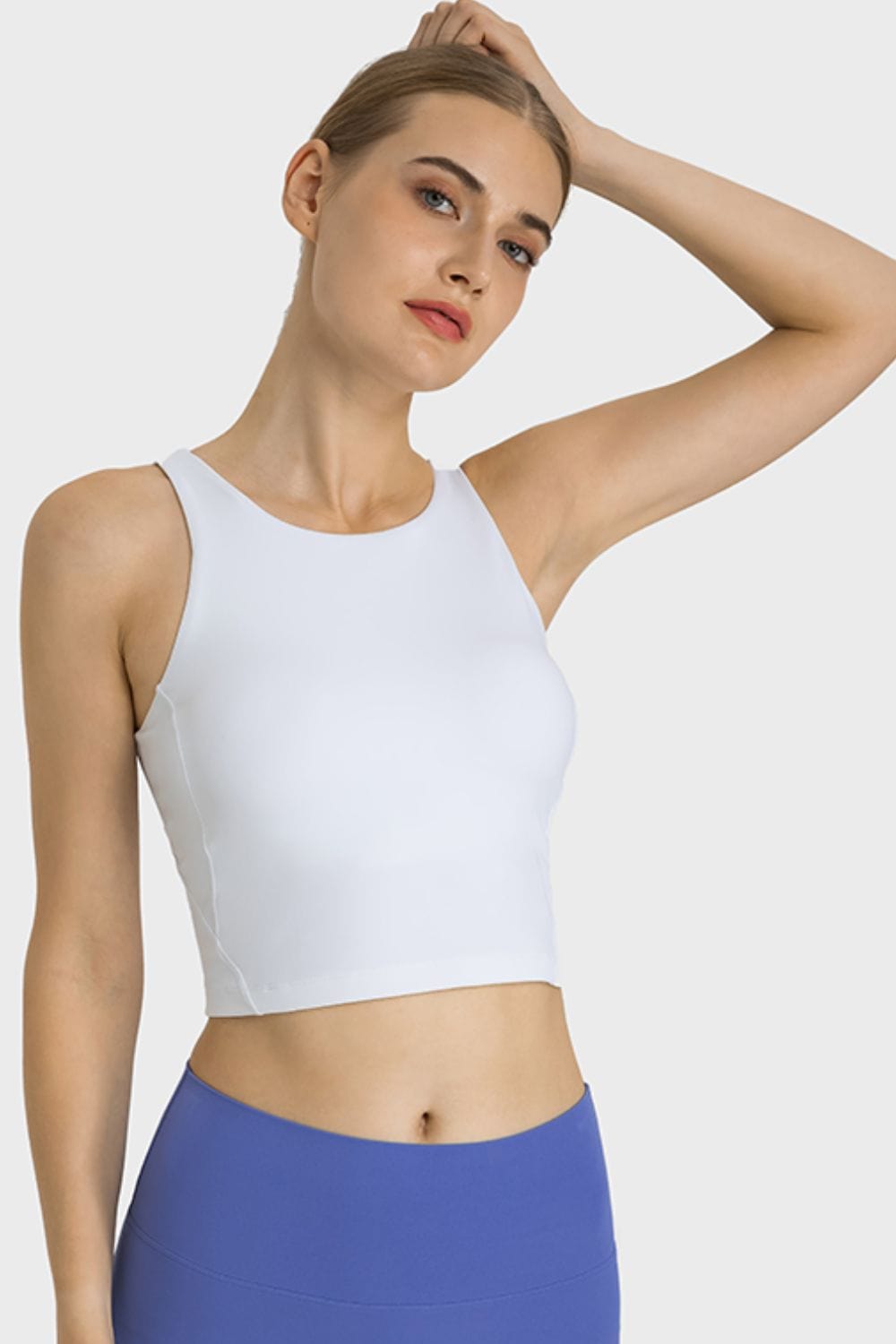 Light Gray Feel Like Skin Highly Stretchy Cropped Sports Tank Sentient Beauty Fashions Apaparel &amp; Accessories