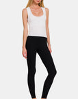 White Smoke Zenana Cropped Padded Seamless Tank