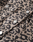 Asymmetrical Hem Collared Neck Leopard Jacket