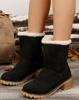 Thermal Fuzzy Block Heel Boots