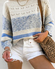 Color Block Boat Neck Long Sleeve Sweater