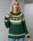 Angel Wings Geometric Round Neck Long Sleeve Sweater