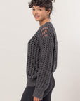 HYFVE Openwork Round Neck Long Sleeve Knit Cover Up