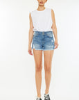 White Smoke Kancan Full Size High Rise Raw Hem Denim Shorts