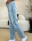 Gray Judy Blue Full Size High Waist Distressed Straight Jeans