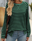 Mandy Striped Round Neck Long Sleeve T-Shirt