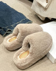 Fuzzy Round Toe Flat Slippers